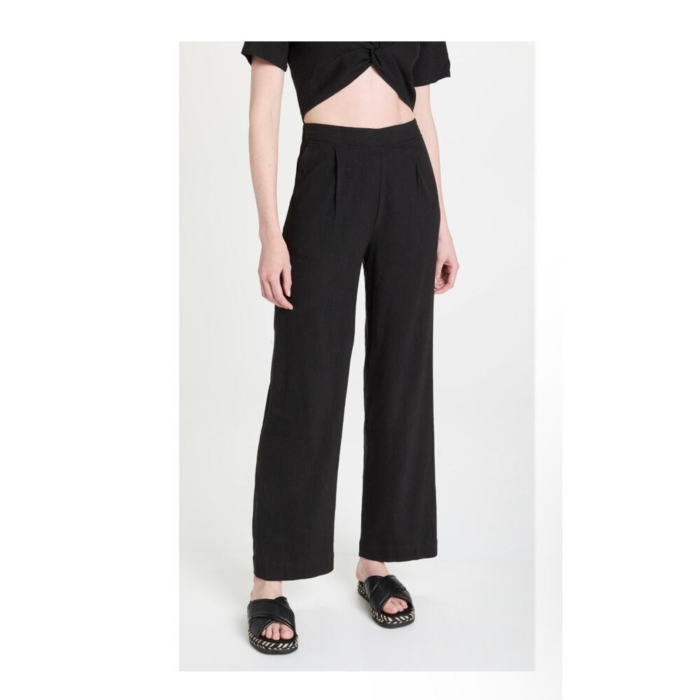 $175 New Monrow Linen Pleated Pants - XS Black